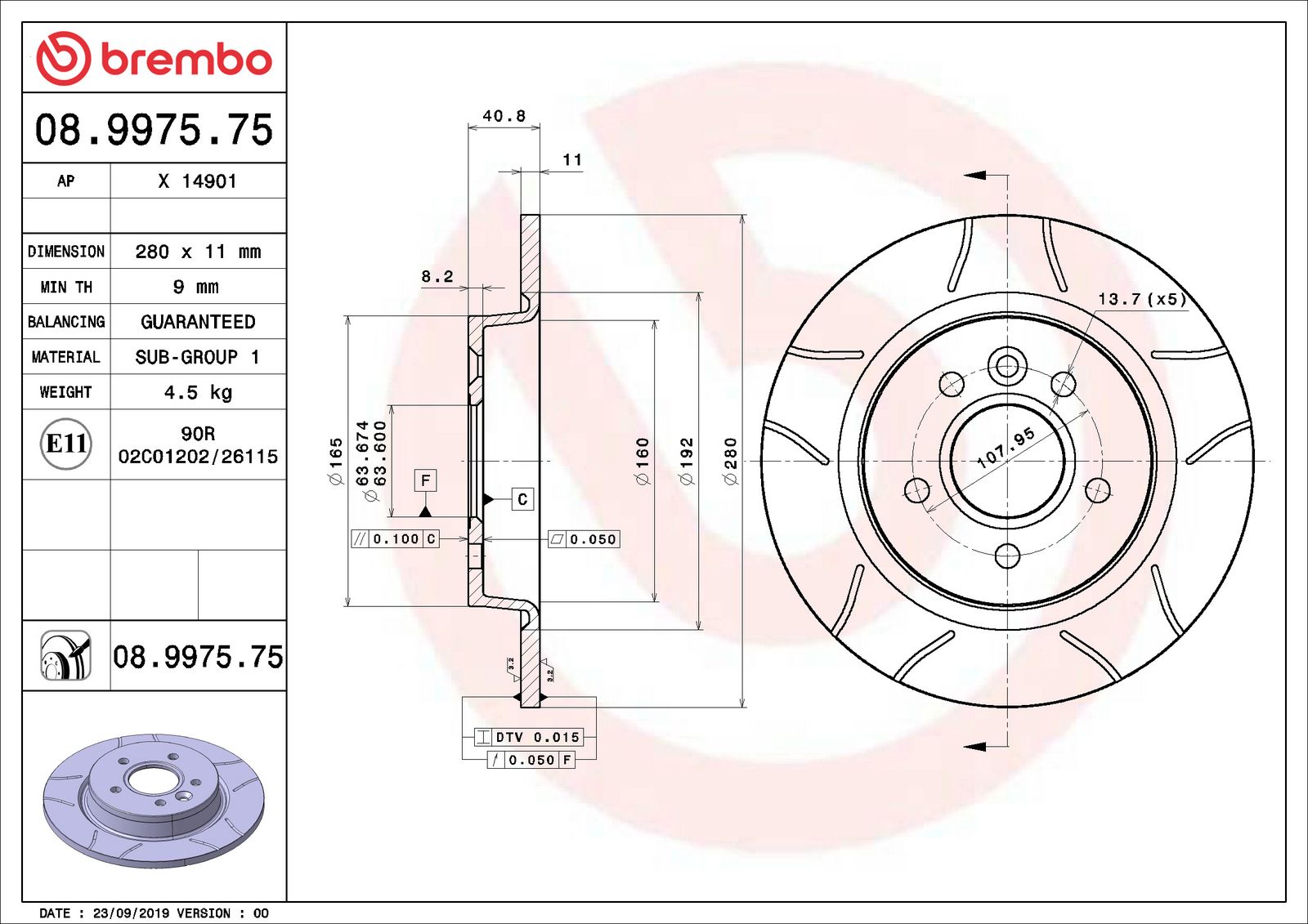 XTRA Max Slotted Rear Disc Brake Rotor - 08.9975.75_01