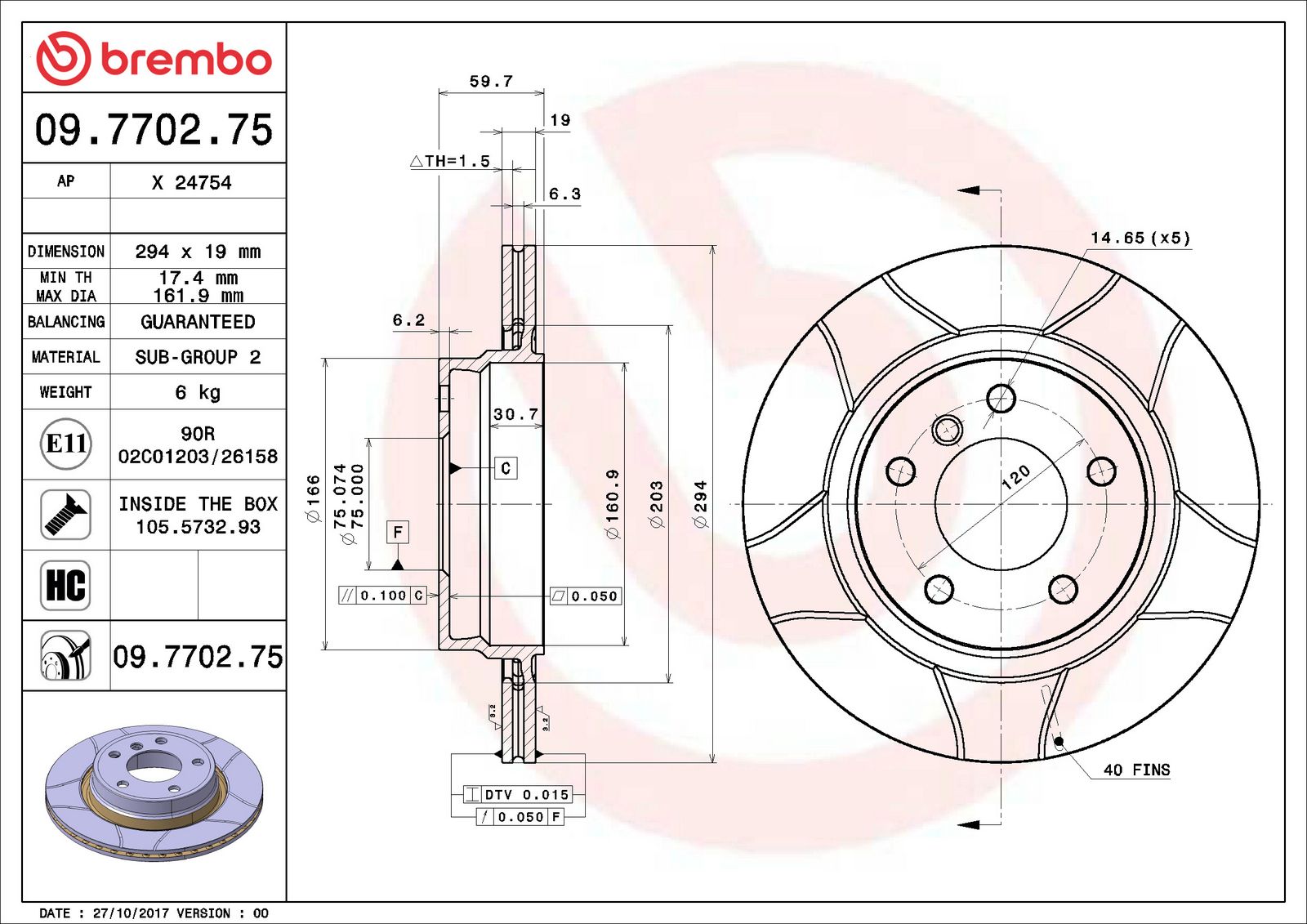 XTRA Max Slotted Rear Disc Brake Rotor - 09.7702.75_01