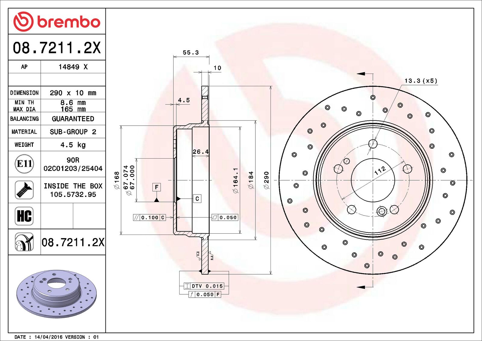 XTRA Rear Disc Brake Rotor - 08.7211.2X_06