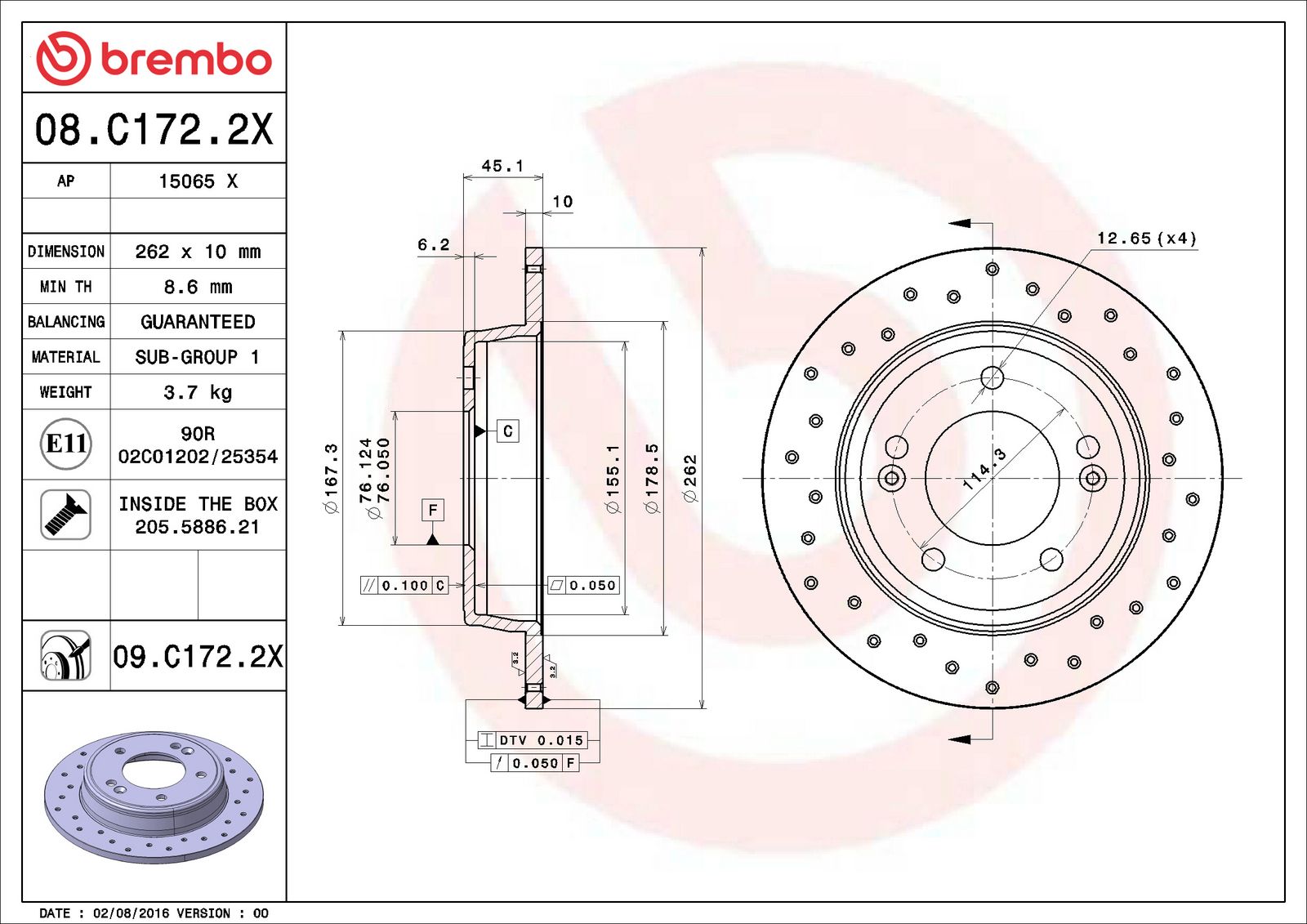 XTRA Rear Disc Brake Rotor - 08.C172.2X_06
