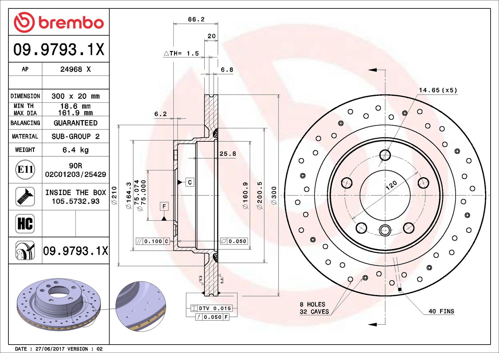 XTRA Rear Disc Brake Rotor - 09.9793.1X_06
