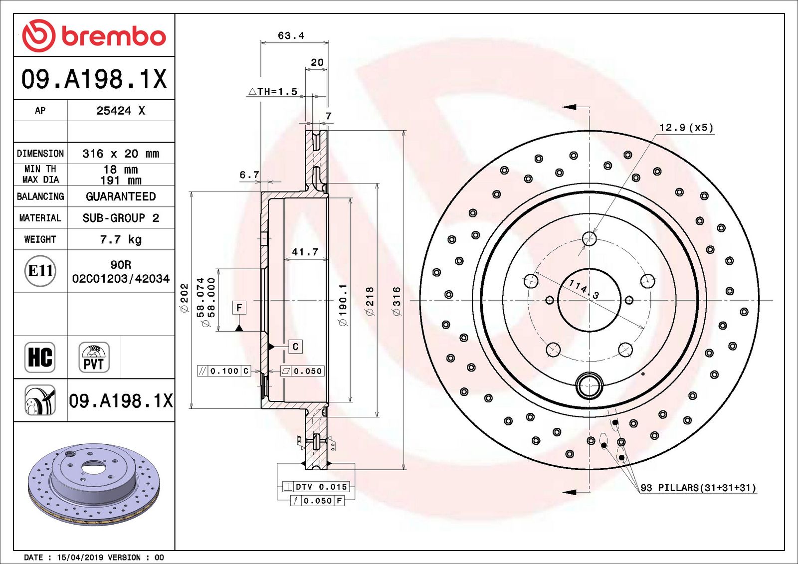 XTRA Rear Disc Brake Rotor - 09.A198.1X_06